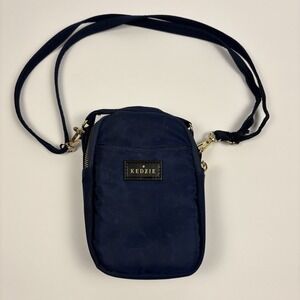 Kedzie Crosstown Crossbody Zipper Bag Adjustable Strap -‎ Navy Blue Gold
